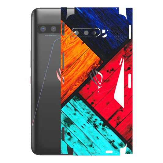 ASUS Phone Skins (All Models) - Colourful Wood Panels Abstract - 3D Embossed Finish (L-09) Asus ROG Phone 3