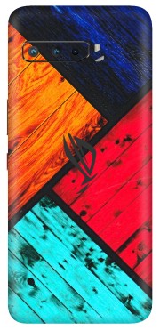 ASUS Phone Skins (All Models) - Colourful Wood Panels Abstract - 3D Embossed Finish (L-09) Asus ROG Phone 3