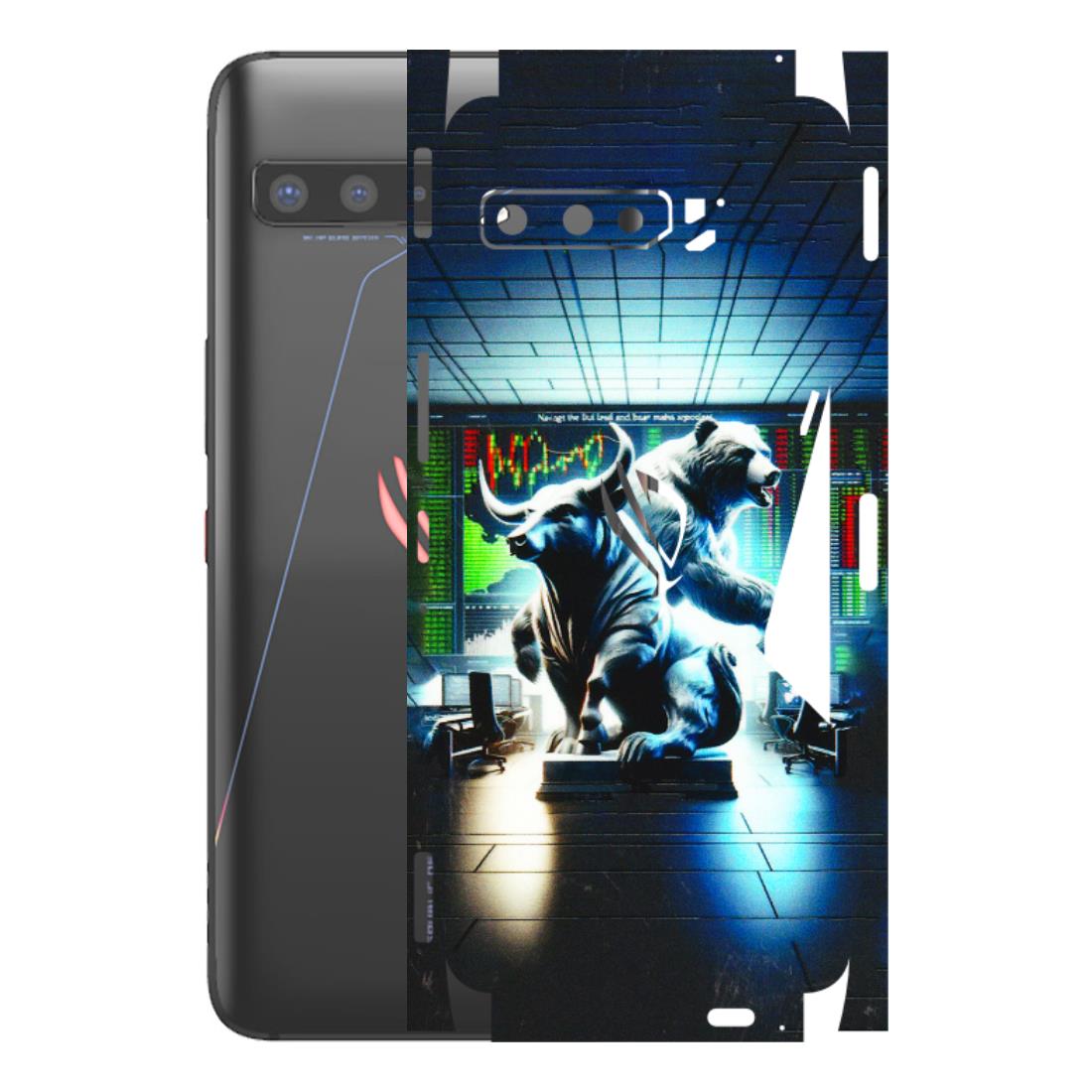 ASUS Phone Skins (All Models) - Stock Market Sensex Bear vs Bulls - 3D Embossed Finish (L-15) Asus ROG Phone 3