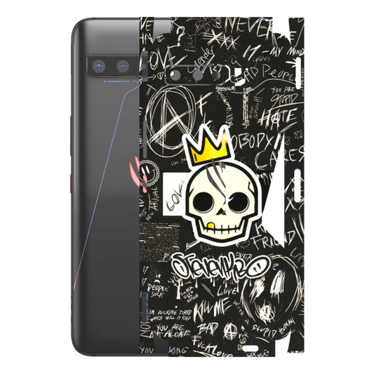 ASUS Phone Skins (All Models) - Funny Skull Black Chalk Grafitti - 3D Embossed Finish (L-22) Asus ROG Phone 3