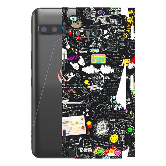 ASUS Phone Skins (All Models) - Black Creatives Doodles - 3D Embossed Finish (L-311) Asus ROG Phone 3