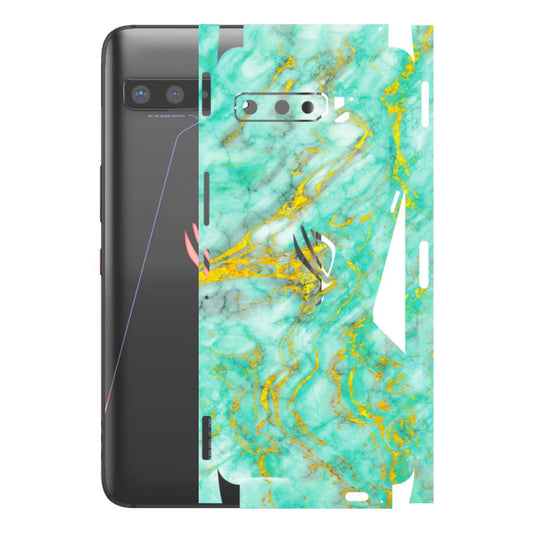 ASUS Phone Skins (All Models) - Green And Gold Marble Feel - Matte Finish (M-16) Asus ROG Phone 3