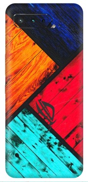 ASUS Phone Skins (All Models) - Colourful Wood Panels Abstract - 3D Embossed Finish (L-09) Asus ROG Phone 5