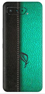 ASUS Phone Skins (All Models) - Black Green Dual Leather Stich - 3D Embossed Finish (L-233) Asus ROG Phone 5