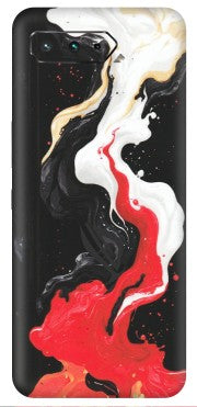 ASUS Phone Skins (All Models) - Black Red White Paint Splash Fusion - Matte Finish (M-56) Asus ROG Phone 5