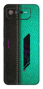ASUS Phone Skins (All Models) - Black Green Dual Leather Stich - 3D Embossed Finish (L-233) Asus ROG Phone 6 (5G)