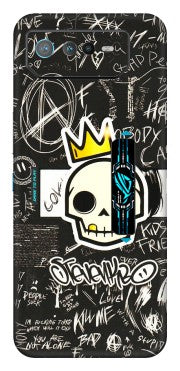 ASUS Phone Skins (All Models) - Funny Skull Black Chalk Grafitti - 3D Embossed Finish (L-22) Asus ROG Phone 6 PRO (5G)