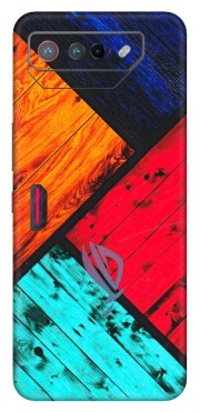 ASUS Phone Skins (All Models) - Colourful Wood Panels Abstract - 3D Embossed Finish (L-09) Asus ROG Phone 7 (5G)