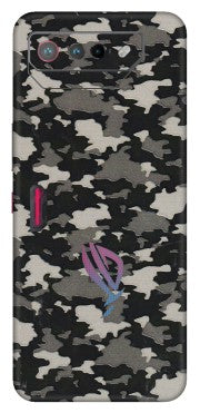 ASUS Phone Skins (All Models) - Black/Grey Camoflaunge - 3D Embossed Finish (L-142) Asus ROG Phone 7 (5G)