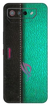 ASUS Phone Skins (All Models) - Black Green Dual Leather Stich - 3D Embossed Finish (L-233) Asus ROG Phone 7 (5G)