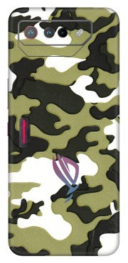 ASUS Phone Skins (All Models) - Camouflages White And Green - 3D Embossed Finish (L-243) Asus ROG Phone 7 (5G)