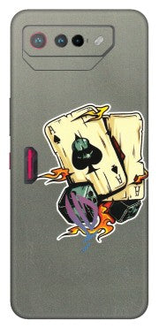 ASUS Phone Skins (All Models) - Grey Cards Of Ace - 3D Embossed Finish (L-77) Asus ROG Phone 7 (5G)