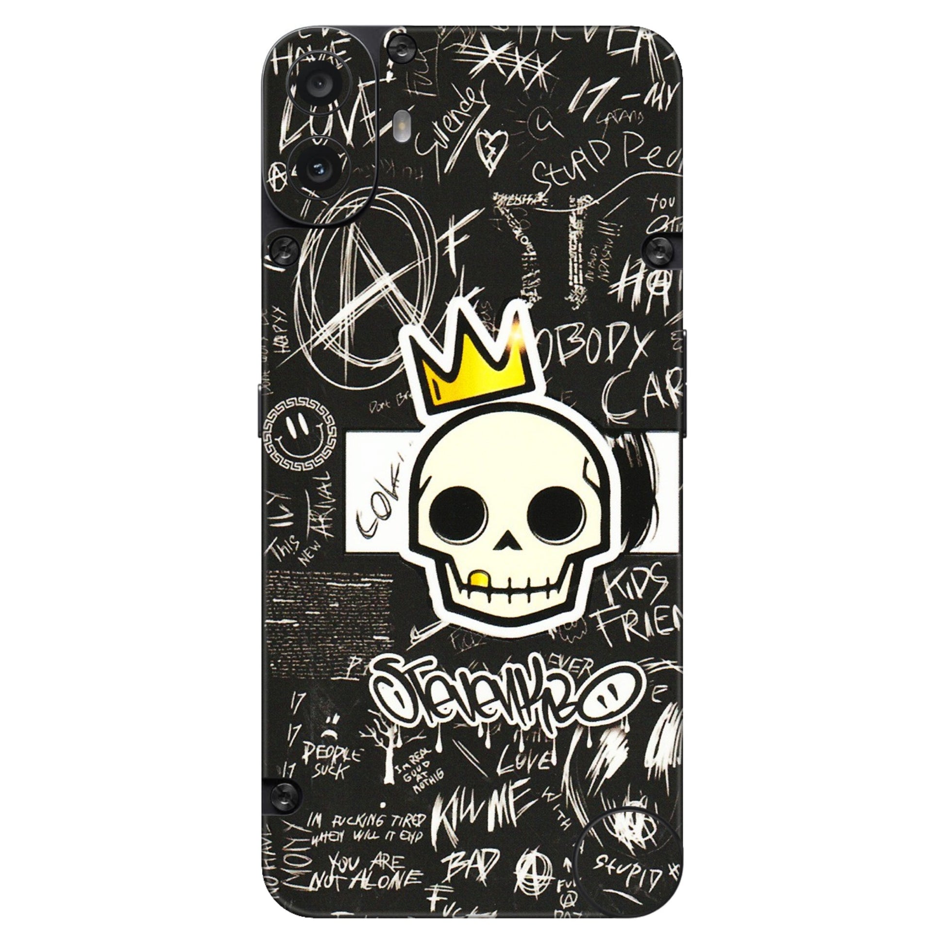 CMF by Nothing Phone Skins - Funny Skull Black Chalk Grafitti - 3D Embossed Finish (L-22) CMF Phone 1