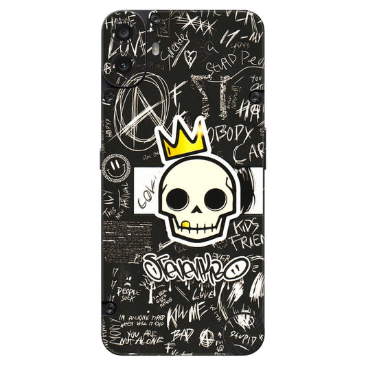 CMF by Nothing Phone Skins - Funny Skull Black Chalk Grafitti - 3D Embossed Finish (L-22) CMF Phone 1