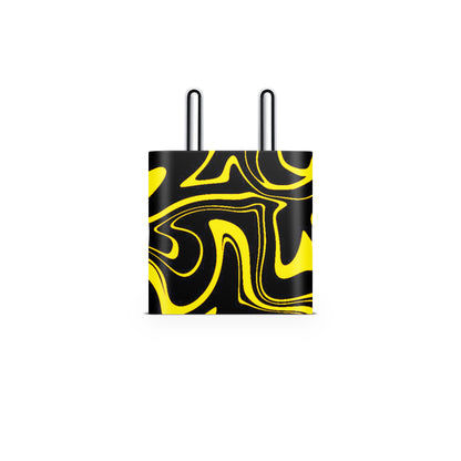 Yellow And Black Abstract Liquid Matte Finish Latest Skin For Charger