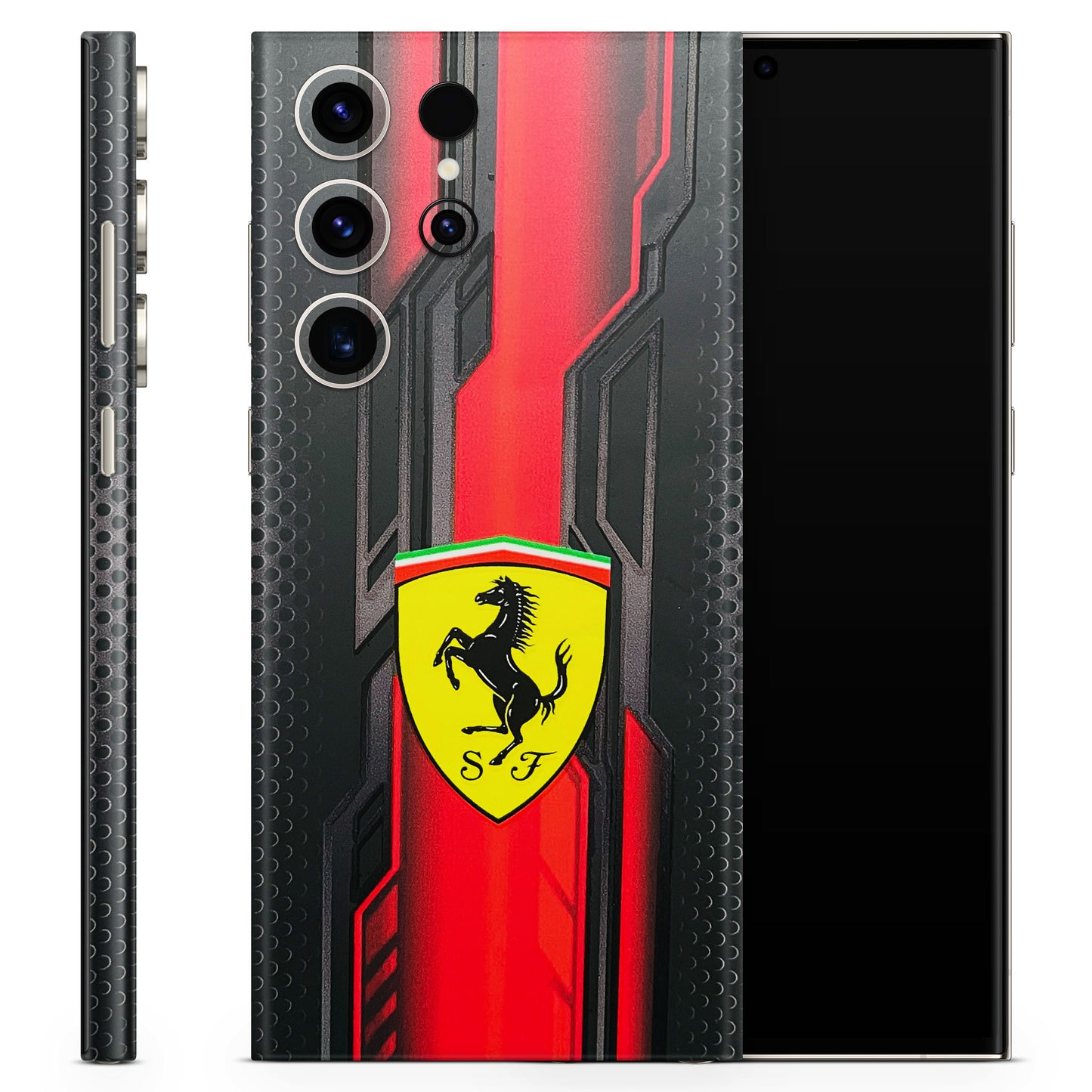 Black Ferrari Logo 3D Finish Phone Skin