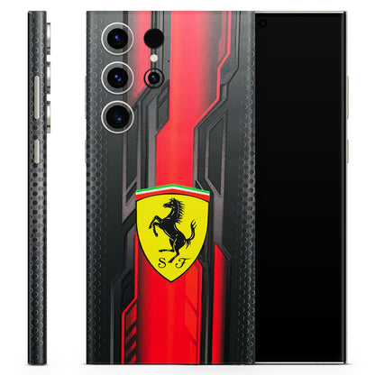 Black Ferrari Logo 3D Finish Phone Skin