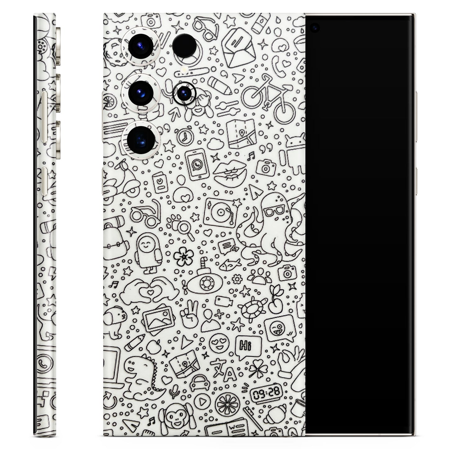 Fun White Mini Doodles 3D Textured Phone Skin