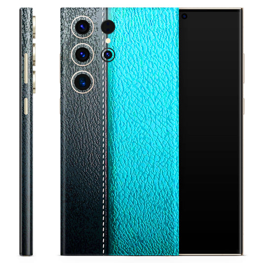 Black Green Dual  Leather Stich 3D Finish Phone Skin