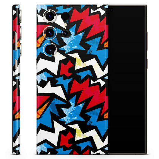 Funky Zig Zag Red And Blue Matte Finish Latest Phone Skin