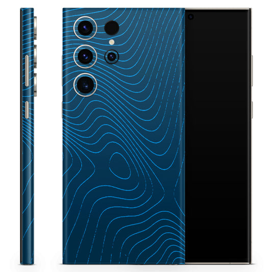 Abstract Blue Line Map 3D Textured Latest Phone Skin