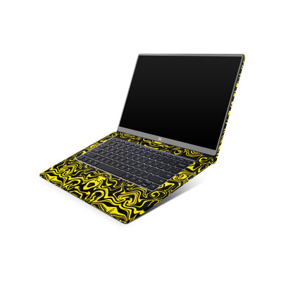 Yellow And Black Abstract Liquid Matte Finish Latest Laptop Skin