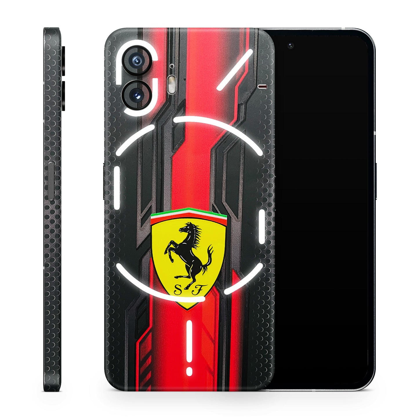 Black Ferrari Logo 3D Finish Phone Skin