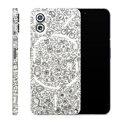 Fun White Mini Doodles 3D Textured Phone Skin