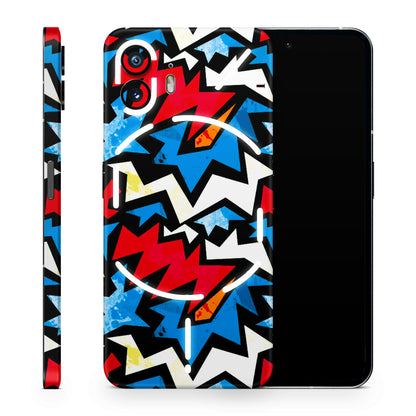 Funky Zig Zag Red And Blue Matte Finish Latest Phone Skin