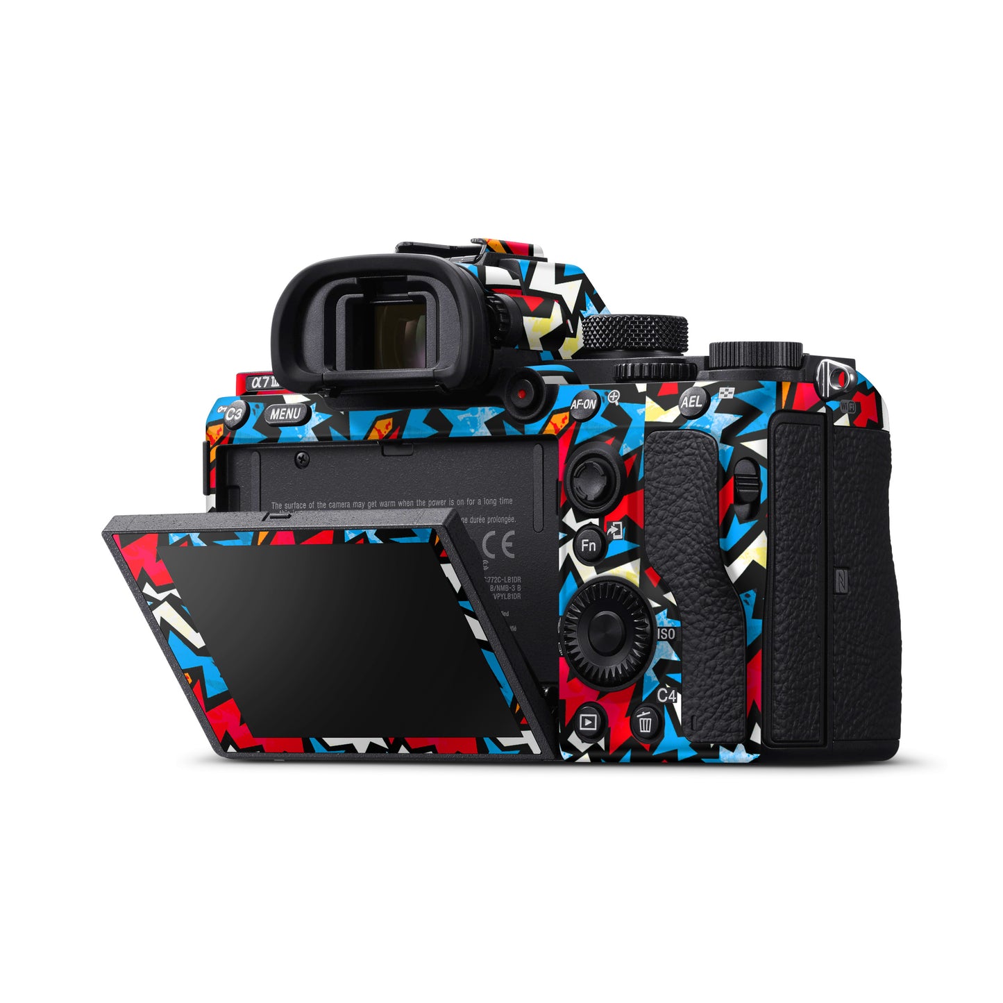 Funky Zig Zag Red And Blue Matte Finish Camera Skin