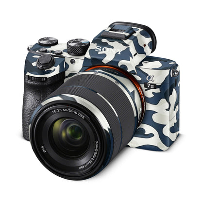 Navy Blue Camouflage Matte Finish Camera Skin