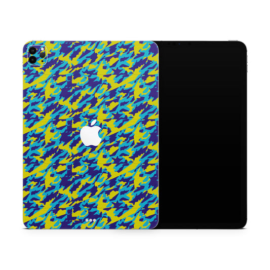 Yellow And Blue Camouflage Matte Finish Skin For iPad/Tablet