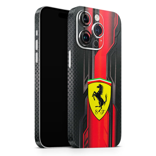 Black Ferrari Logo 3D Finish Phone Skin