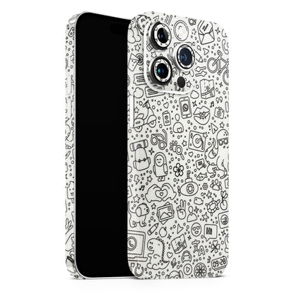 Fun White Mini Doodles 3D Textured Phone Skin