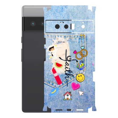 Google Pixel Phone Skins (All Models) - Denim Jeans Pocket - 3D Embossed Finish (L-134) Google Pixel 6 PRO