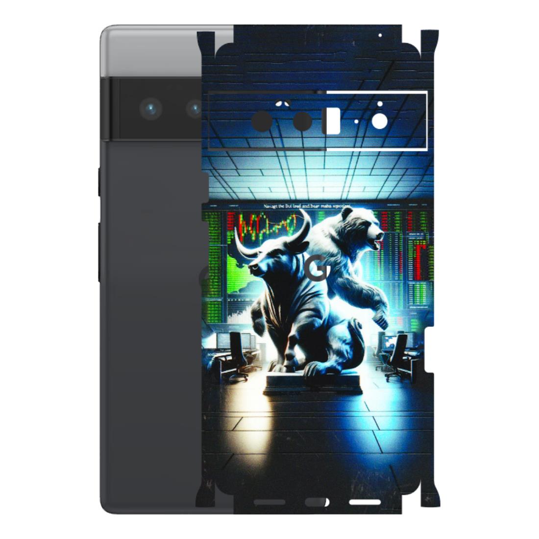 Google Pixel Phone Skins (All Models) - Stock Market Sensex Bear vs Bulls - 3D Embossed Finish (L-15) Google Pixel 6 PRO