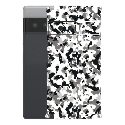 Google Pixel Phone Skins (All Models) - White Black Camouflage - 3D Embossed Finish (L-18) Google Pixel 6 PRO