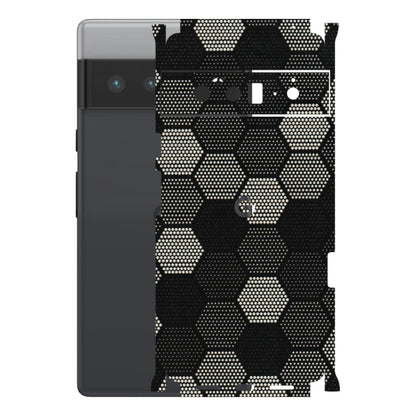 Google Pixel Phone Skins (All Models) - Black & White Dotted Honeycomb Texture - 3D Embossed Finish (L-202) Google Pixel 6 PRO