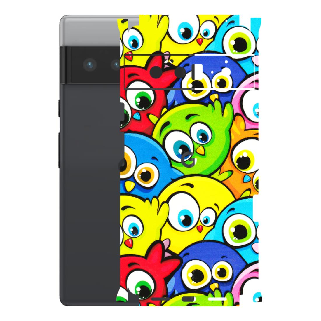 Google Pixel Phone Skins (All Models) - Cute Fluffy Birds - 3D Embossed Finish (L-213) Google Pixel 6 PRO