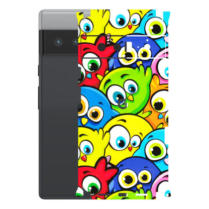 Google Pixel Phone Skins (All Models) - Cute Fluffy Birds - 3D Embossed Finish (L-213) Google Pixel 6 PRO