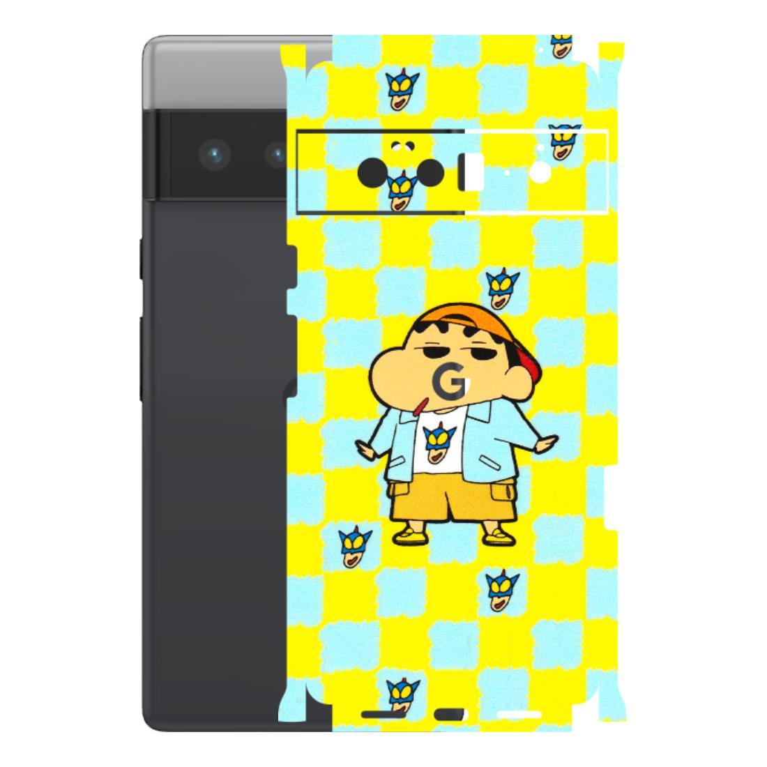 Google Pixel Phone Skins (All Models) - Yellow Blue Shinchan Cute - 3D Embossed Finish (L-221) Google Pixel 6 PRO
