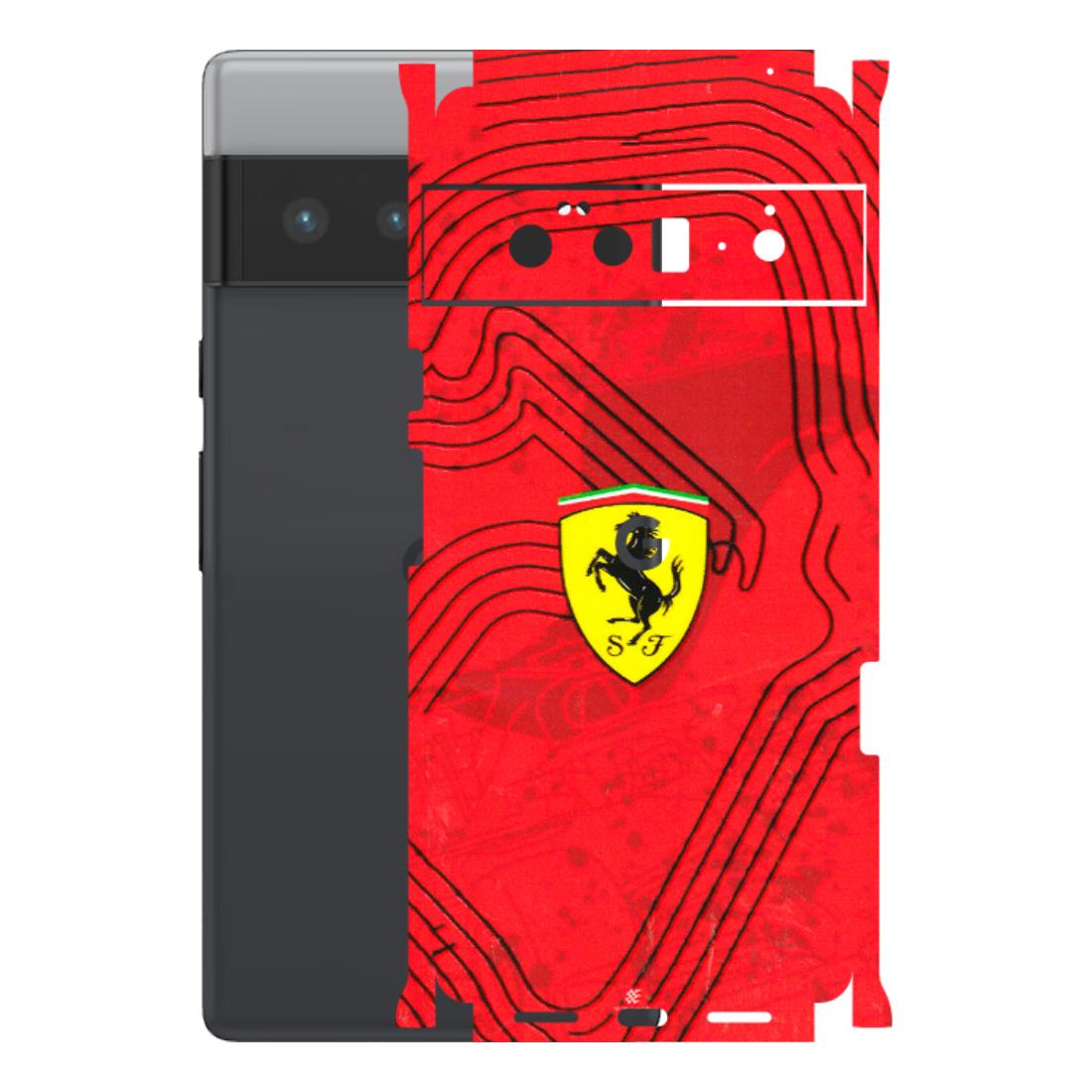 Google Pixel Phone Skins (All Models) - Red Ferrari Logo Stylish - 3D Embossed Finish (L-238) Google Pixel 6 PRO