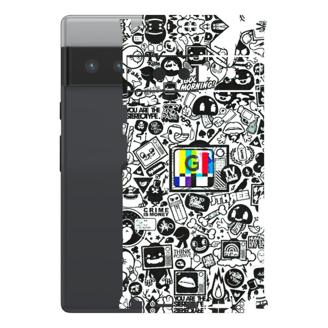 Google Pixel Phone Skins (All Models) - Doodles Positive Art - 3D Embossed Finish (L-263) Google Pixel 6 PRO