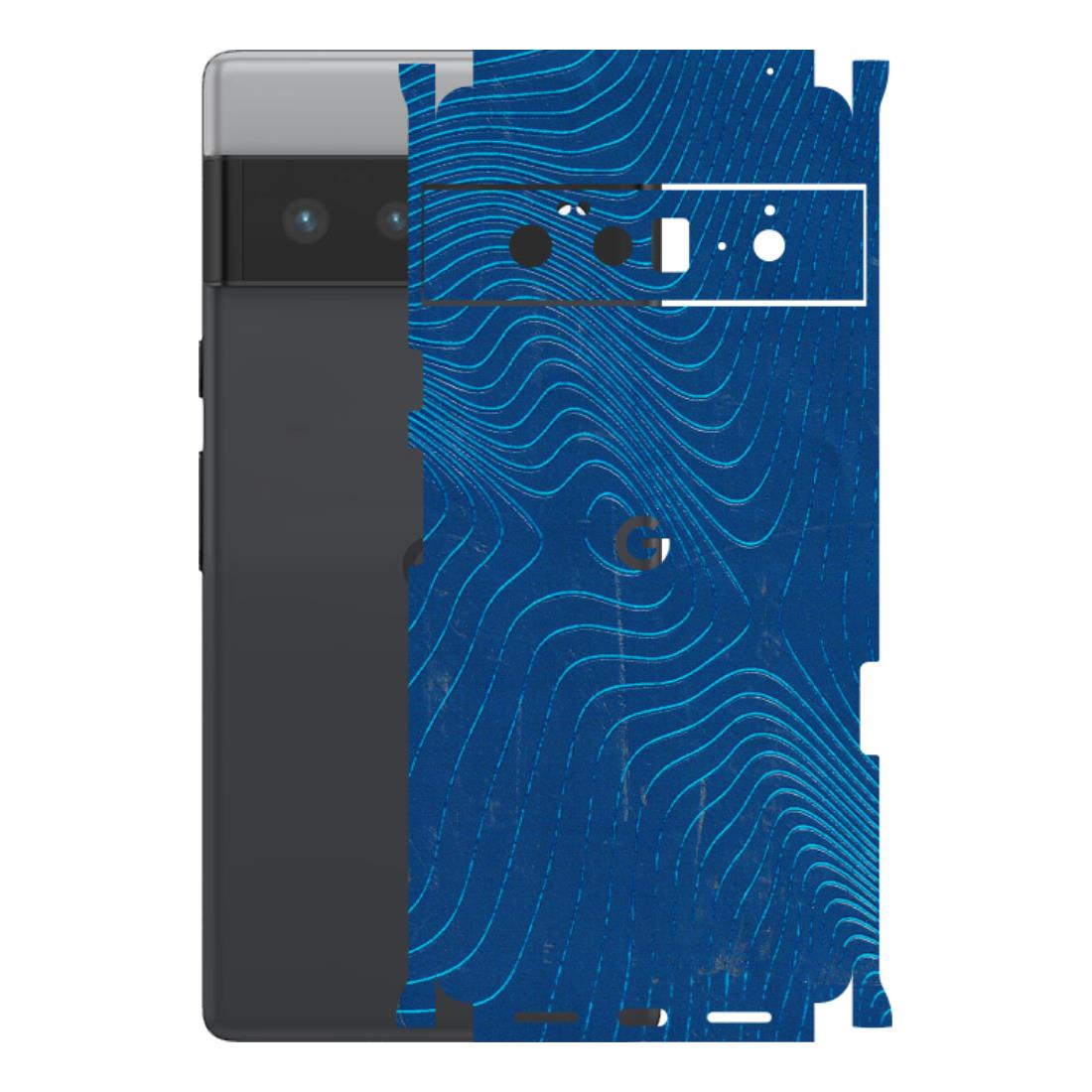 Google Pixel Phone Skins (All Models) - Abstract Blue Line Map - 3D Embossed Finish (L-272) Google Pixel 6 PRO