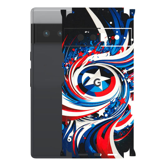 Google Pixel Phone Skins (All Models) - Captain America Logo - 3D Embossed Finish (L-307) Google Pixel 6 PRO
