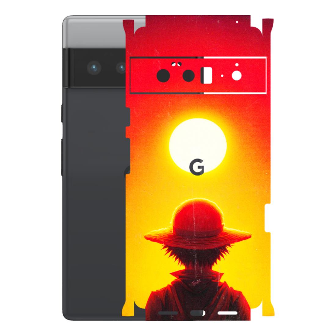 Google Pixel Phone Skins (All Models) - Cool Sunset With Monkey D.Luffy Anime - 3D Embossed Finish (L-329) Google Pixel 6 PRO