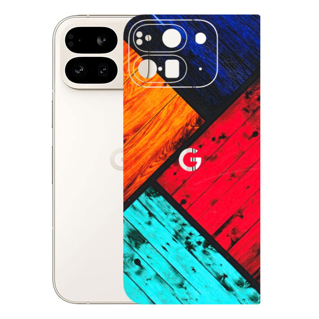 Google Pixel Phone Skins (All Models) - Colourful Wood Panels Abstract - 3D Embossed Finish (L-09) Google Pixel 9 PRO FOLD