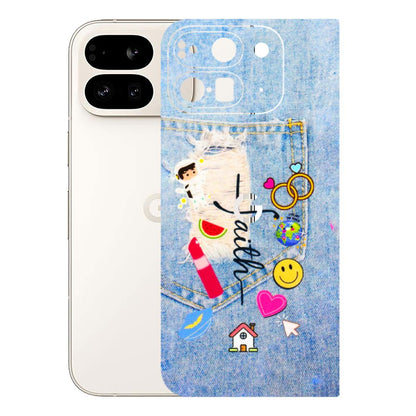 Google Pixel Phone Skins (All Models) - Denim Jeans Pocket - 3D Embossed Finish (L-134) Google Pixel 9 PRO FOLD