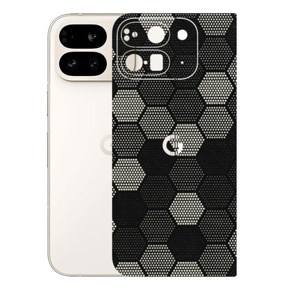 Google Pixel Phone Skins (All Models) - Black & White Dotted Honeycomb Texture - 3D Embossed Finish (L-202) Google Pixel 9 PRO FOLD