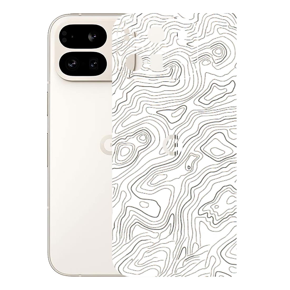 Google Pixel Phone Skins (All Models) - White Black Swirls - 3D Embossed Finish (L-219) Google Pixel 9 PRO FOLD